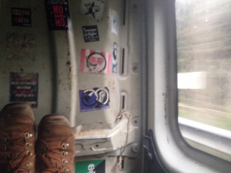 Jenny Stamps feet on train image