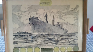 Picture of a lithograph of the WWII Beltrami ship