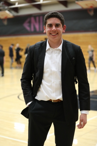 Standing on basketball court, Cameron Salerno